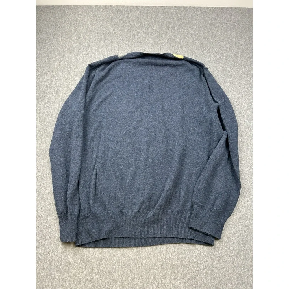 Banana Republic Cotton Argyle Sweater‎ Mens XL Pullover Blue Yellow Gray Vneck